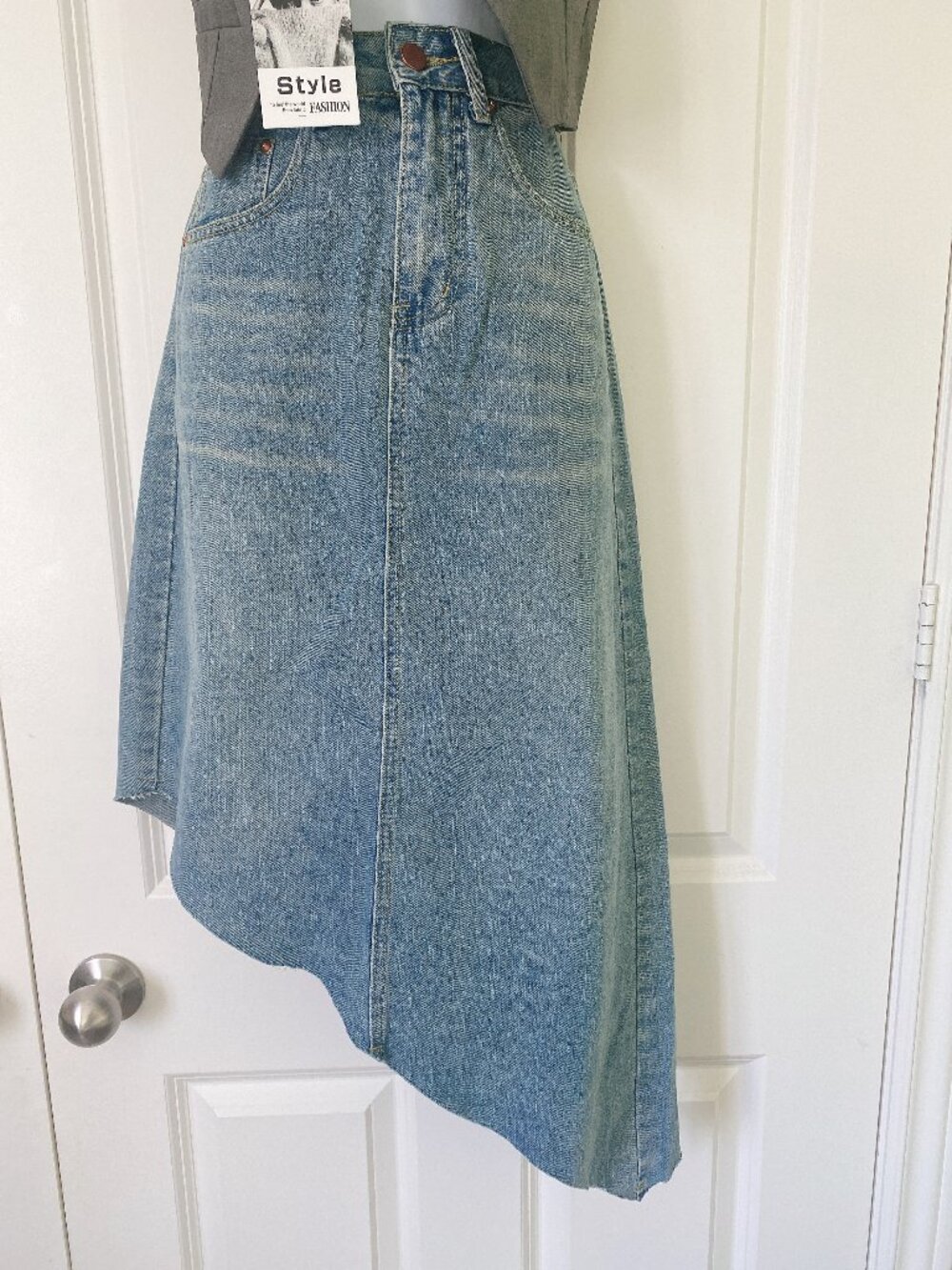 NWT Y2K Style Asymmetrical Midi High Waist Jean Denim Skirts